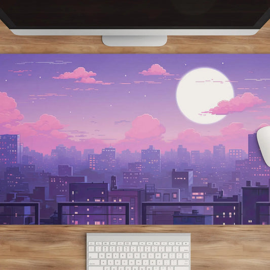 Pixel Art Anime Gaming Desk Mat: Lofi Vaporwave Aesthetic | Kawaii Gamer Accessory
