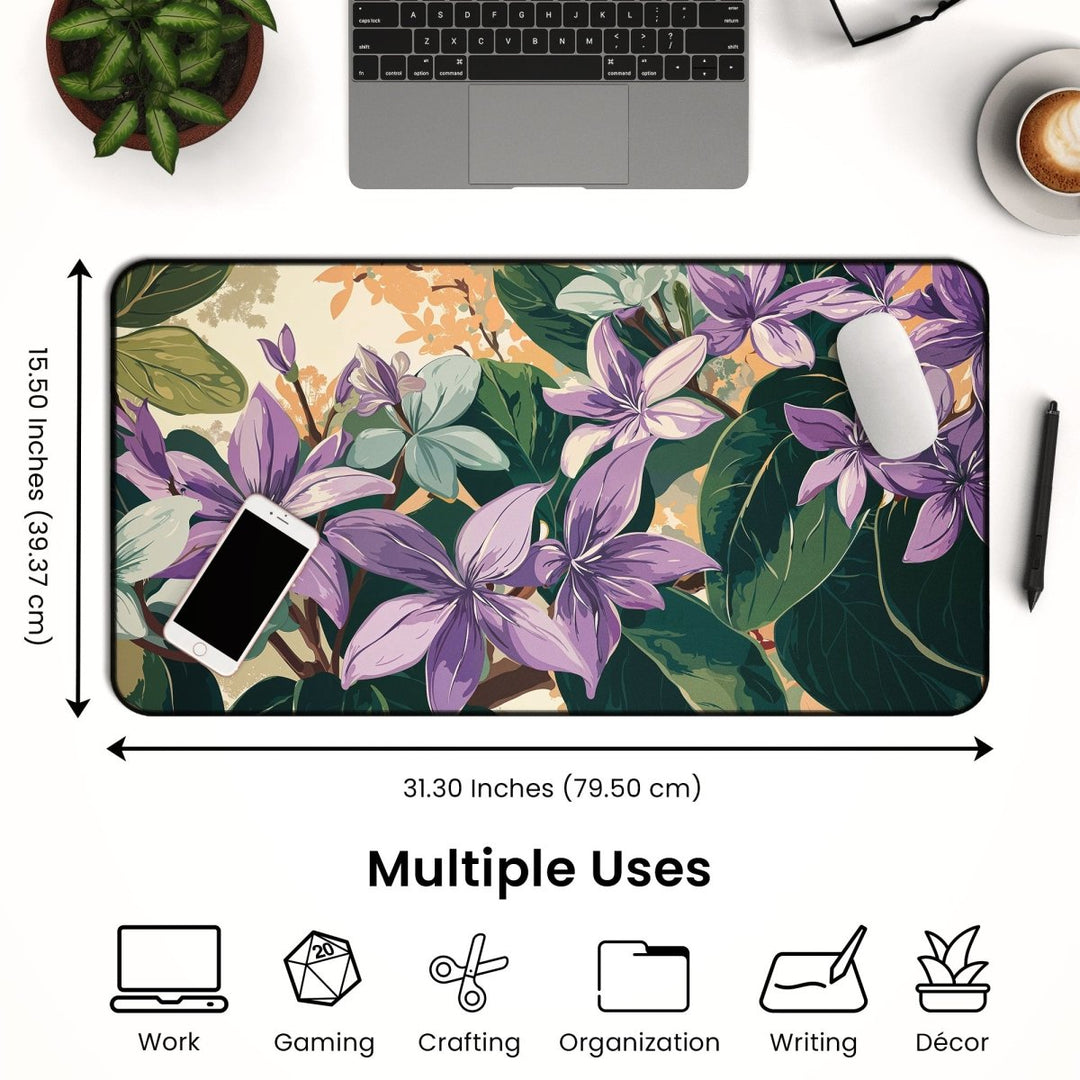 Home Decor - Purple Crown Flower Desk Mat - Kaladyn Designs